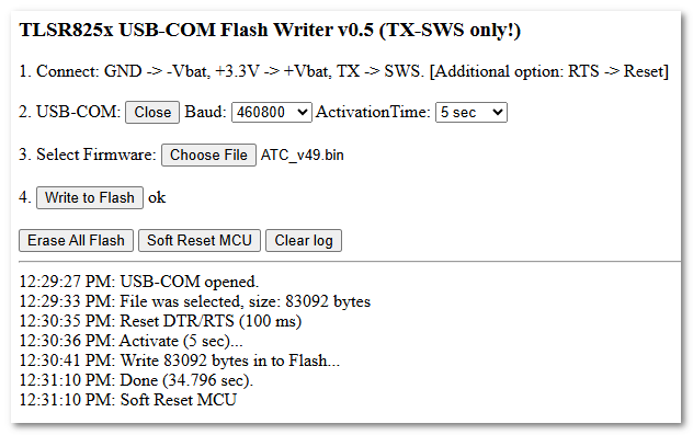 TLSR825x USB-COM Flash Writer